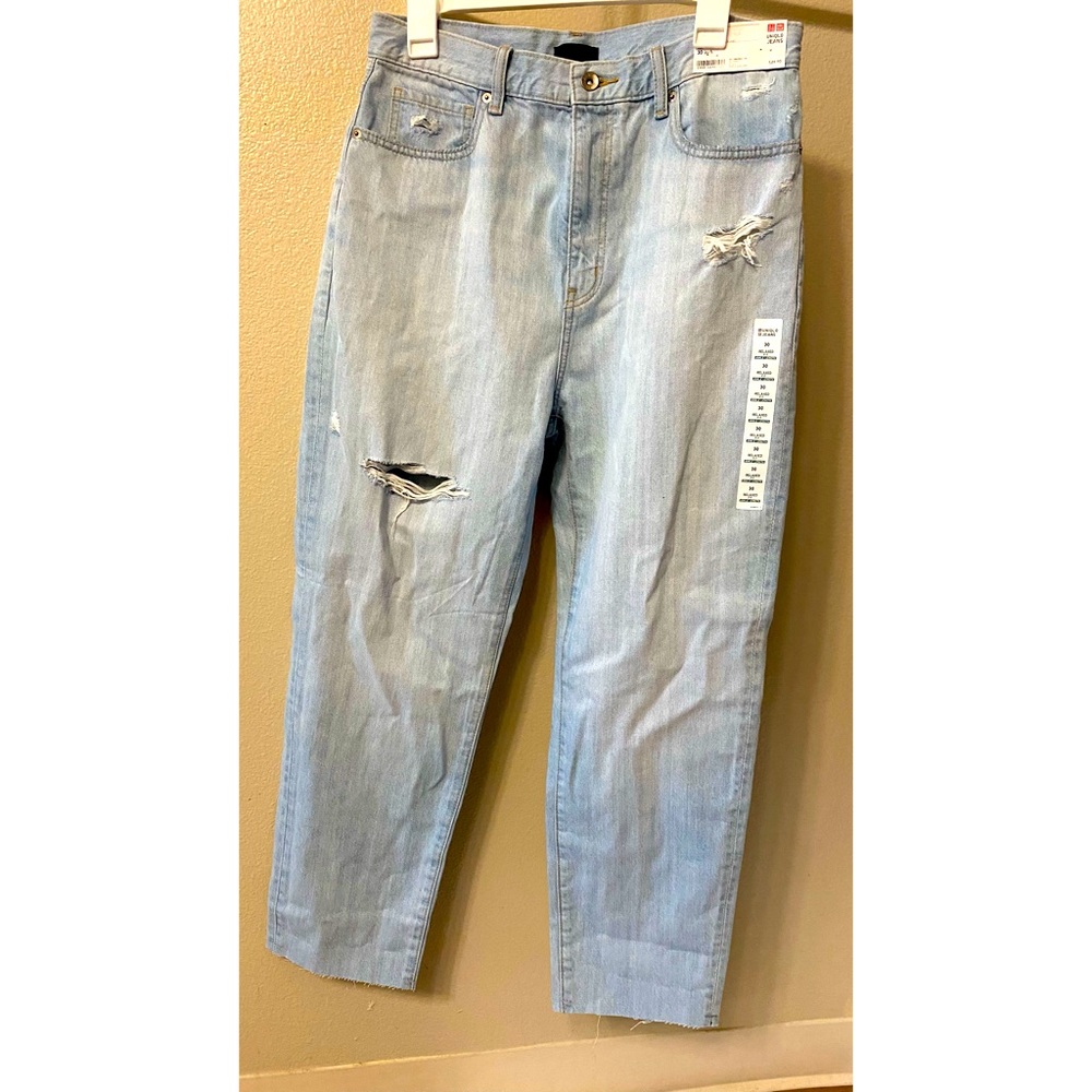Distressed Peg Top High-Rise Jeans